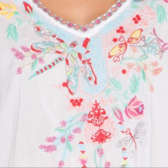 Johnny Was Dragonfly silk blouse top tunic  M - Picture 8 of 8